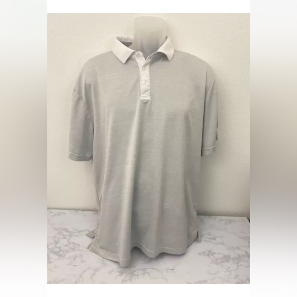 Ben Hogan Performance Polo Shirt Men's XL Gray White Golf Collared Button T​​​​
